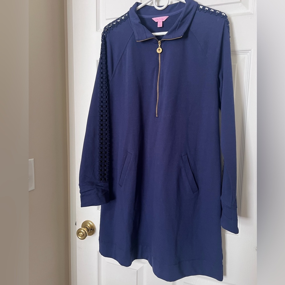 Lilly Pulitzer Navy Dress with Gold Zipper